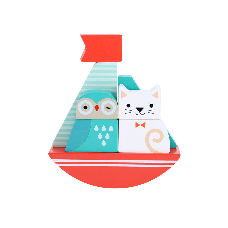 Petit Collage Stacking Toy Owl And Cat