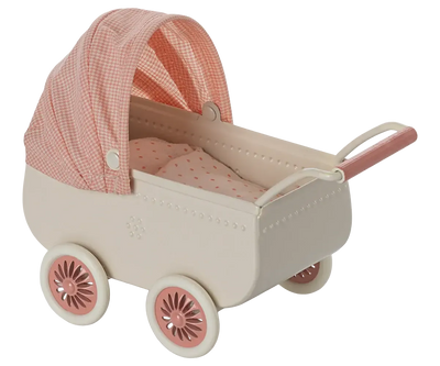 Maileg Pram Mouse Coral