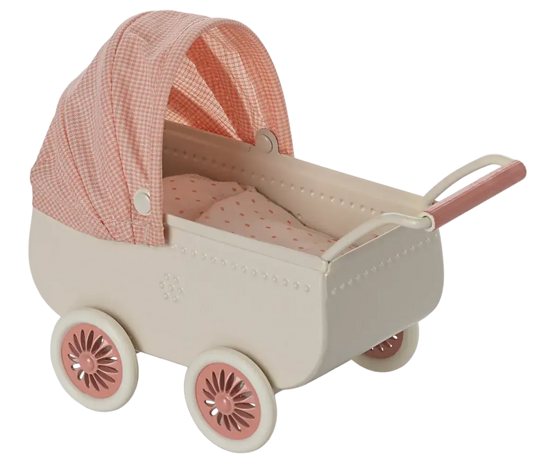 Maileg Pram Mouse Coral
