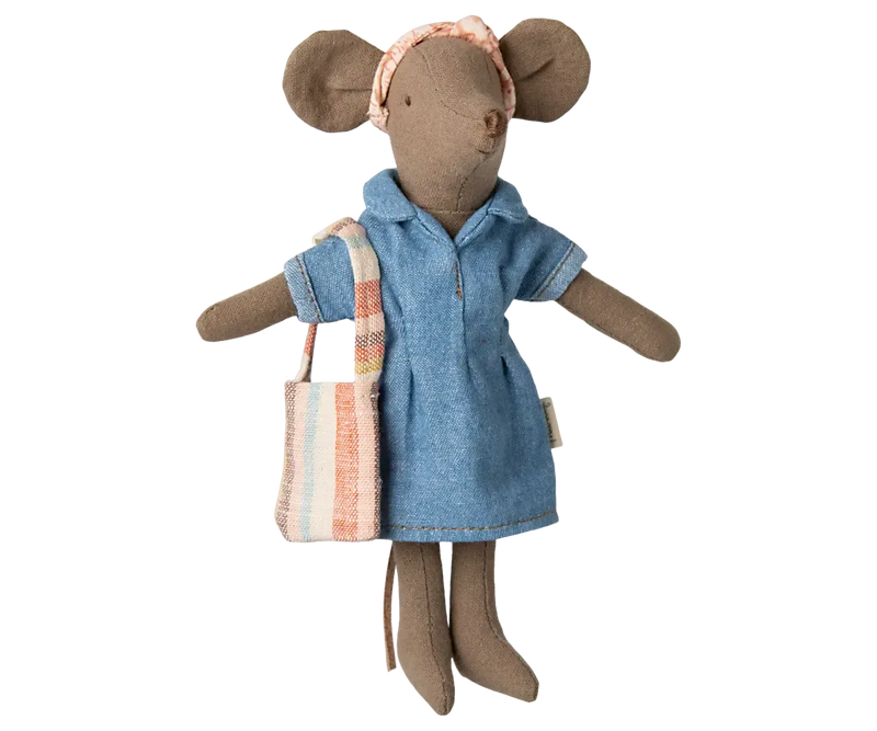 Maileg Denim Dress And Bag Mum Mouse