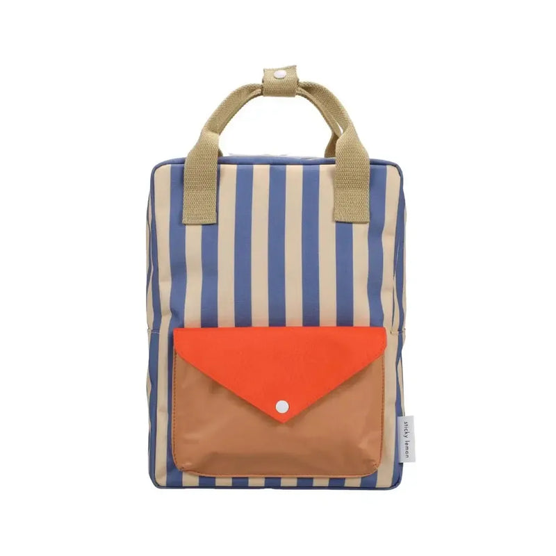Sticky Lemon backpack Medium Wonders Envelope Stripes Blue Whale / Sandy Yellow