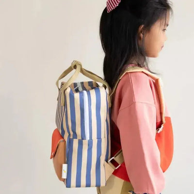 Sticky Lemon backpack Medium Wonders Envelope Stripes Blue Whale / Sandy Yellow