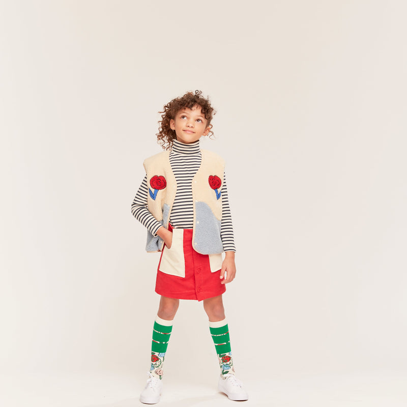 Wynken Mirco Cord Pony Skirt Rouge/Ecru