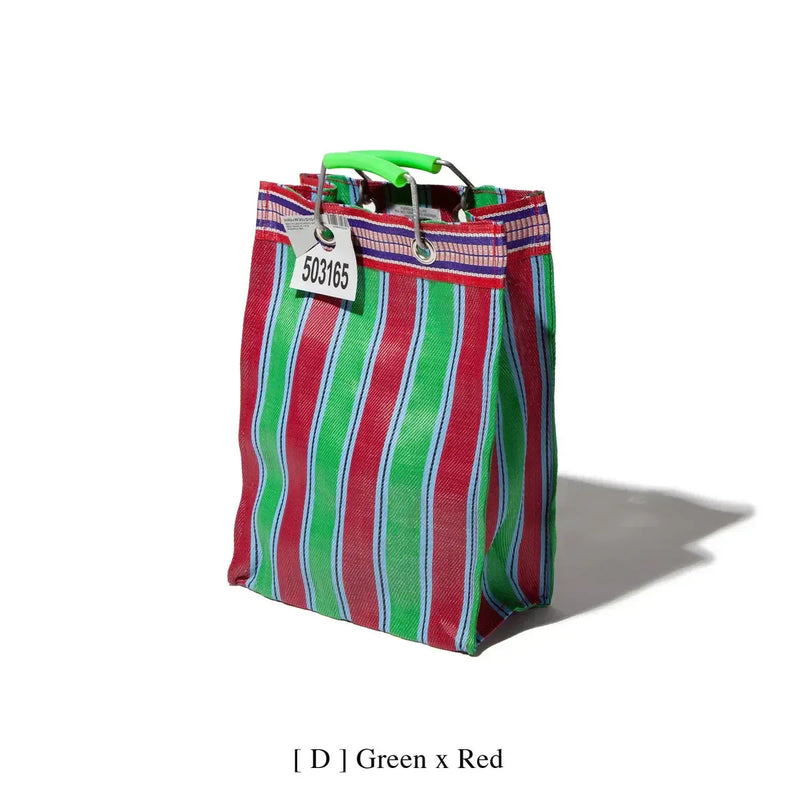 Puebco Recycled Plastic Stripe Bag Rectangle D15 Green/Red