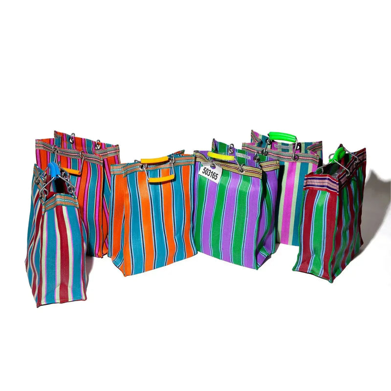 Puebco Recycled Plastic Stripe Bag Rectangle D15 Green/Red