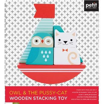 Petit Collage Stacking Toy Owl And Cat
