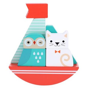 Petit Collage Stacking Toy Owl And Cat