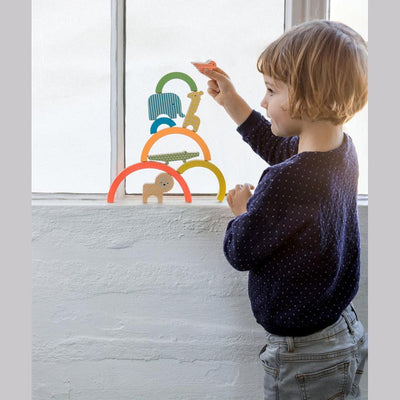 Petit Collage Stacking Tower Rainbow