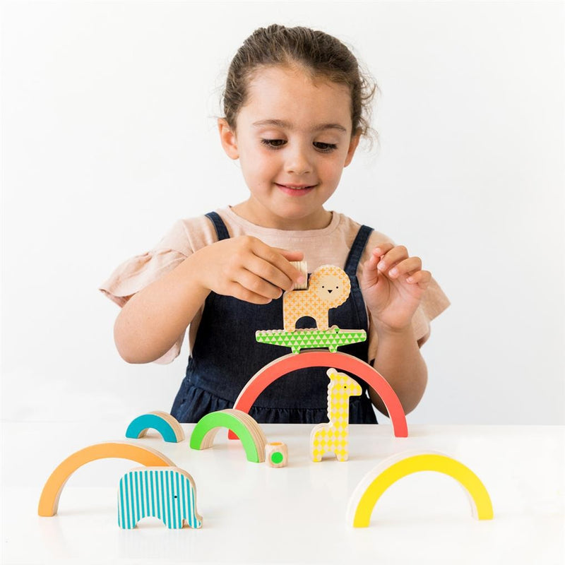 Petit Collage Stacking Tower Rainbow