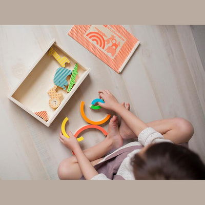 Petit Collage Stacking Tower Rainbow