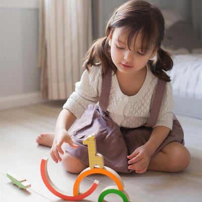 Petit Collage Stacking Tower Rainbow