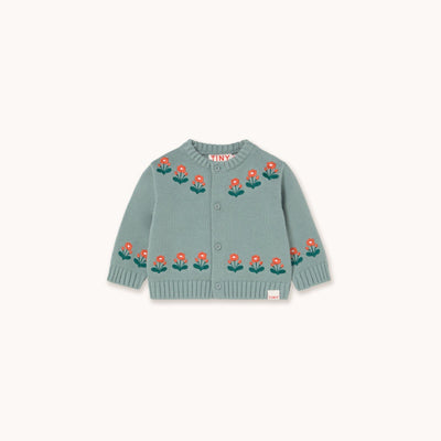 Tiny Cottons Flowers Baby Cardigan Sage