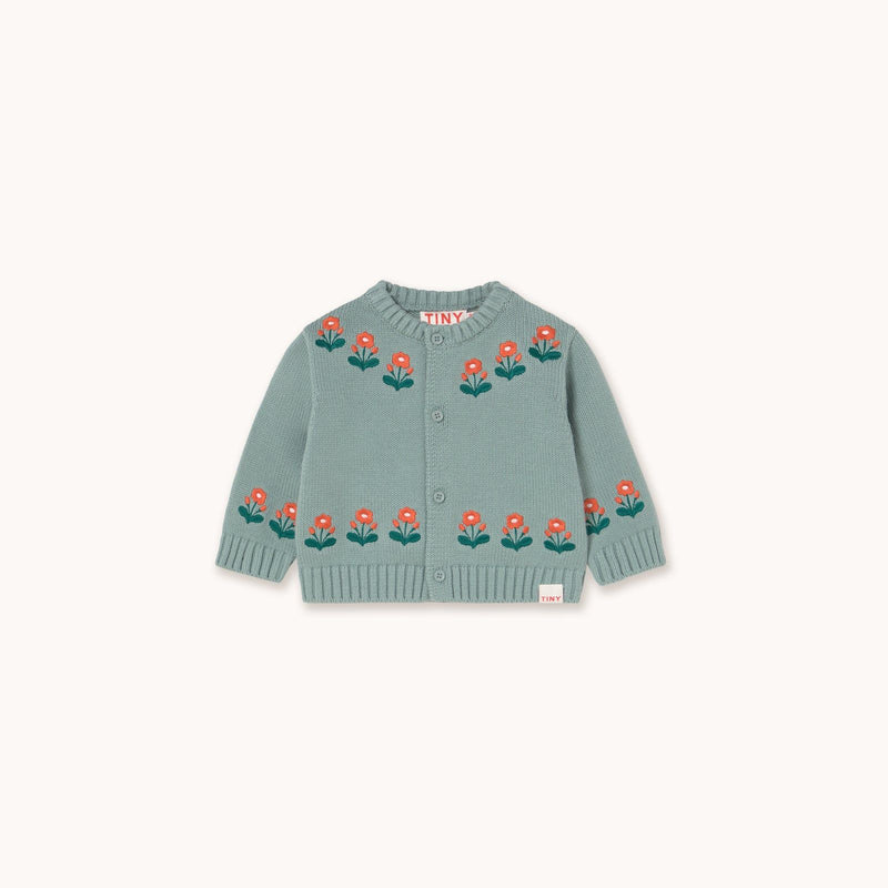 Tiny Cottons Flowers Baby Cardigan Sage