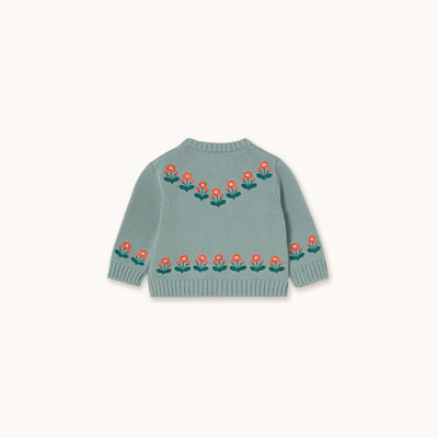 Tiny Cottons Flowers Baby Cardigan Sage