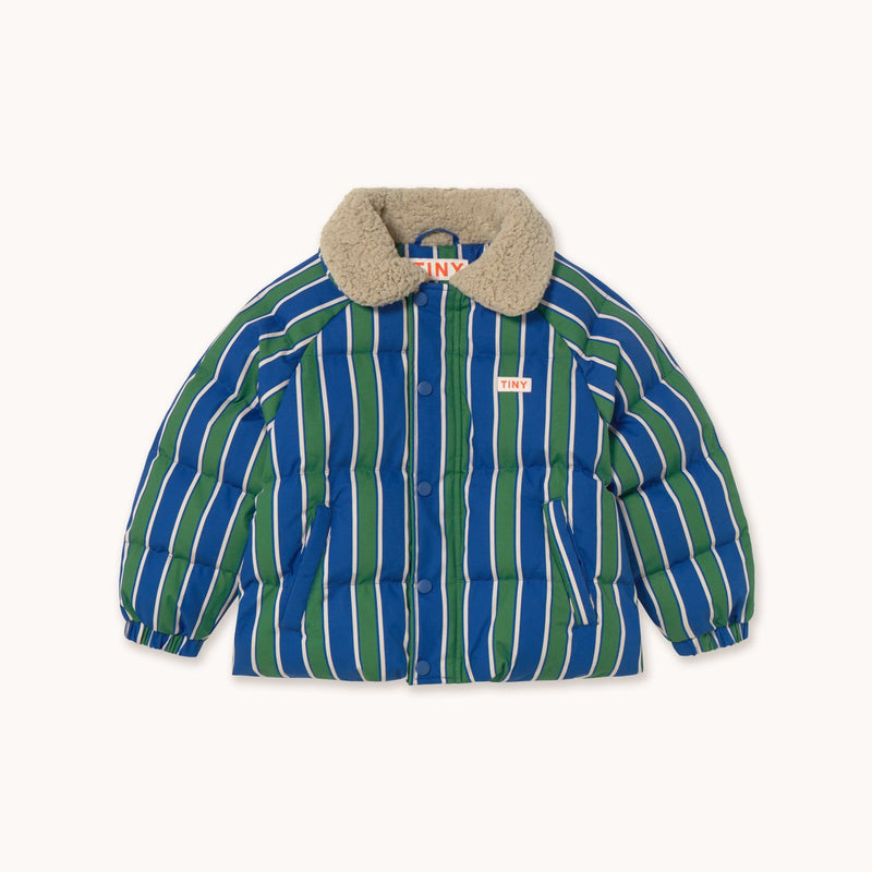 Tiny Cottons Retro Stripes Padded Jacket Dark Blue/Dark Green