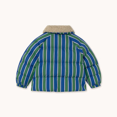Tiny Cottons Retro Stripes Padded Jacket Dark Blue/Dark Green