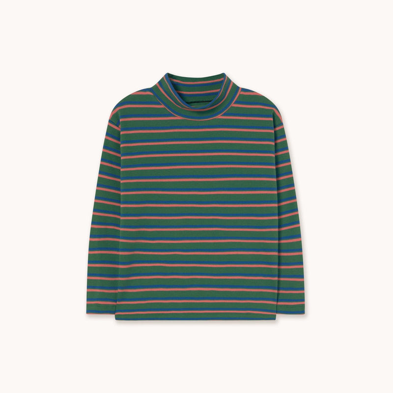 Tiny Cottons Duo Stripes Rib Mockneck Dark Green