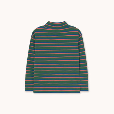 Tiny Cottons Duo Stripes Rib Mockneck Dark Green
