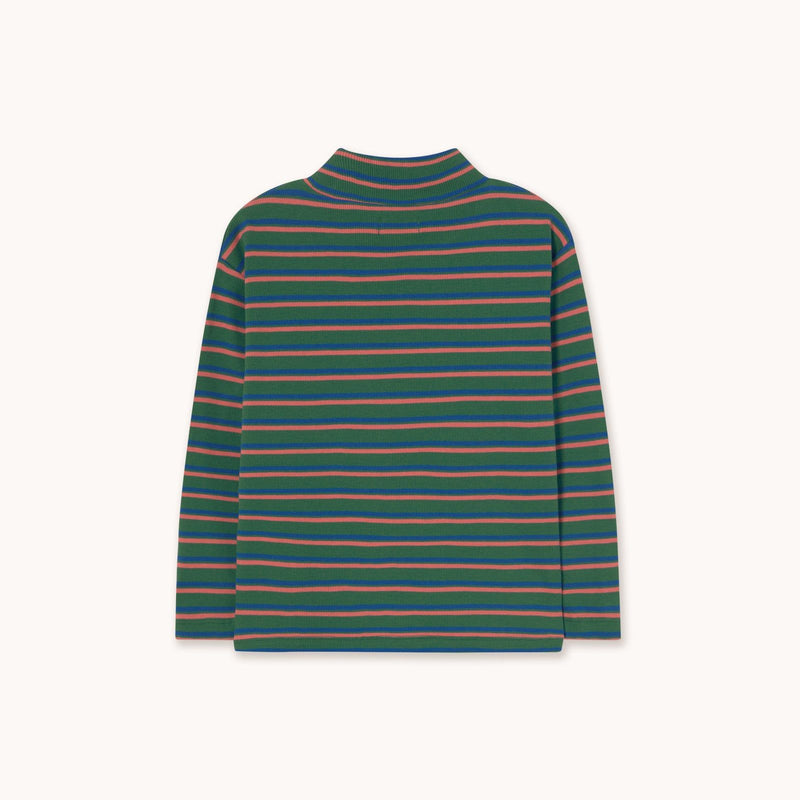 Tiny Cottons Duo Stripes Rib Mockneck Dark Green