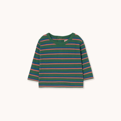 Tiny Cottons Duo Stripes Rib Baby Tee Dark Green