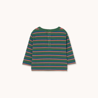 Tiny Cottons Duo Stripes Rib Baby Tee Dark Green