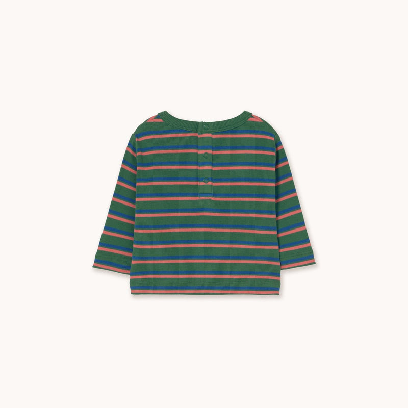 Tiny Cottons Duo Stripes Rib Baby Tee Dark Green