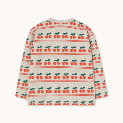 Tiny Cottons Cherry Pattern Rib Tee Grey Heather
