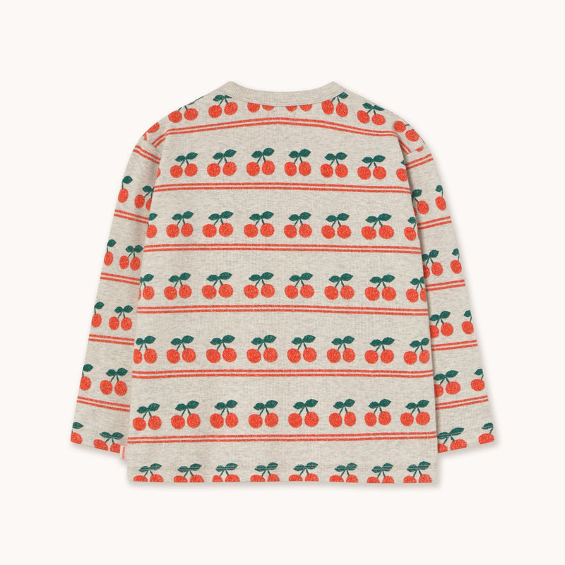 Tiny Cottons Cherry Pattern Rib Tee Grey Heather