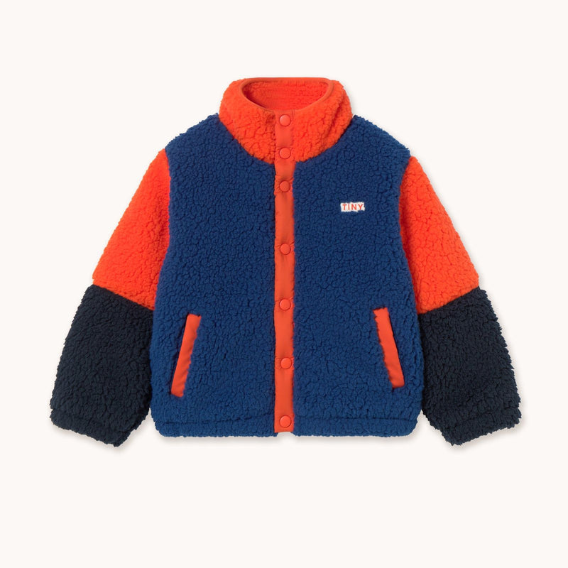 Tiny Cottons Color Block Polar Sherpa Jacket Dark Blue