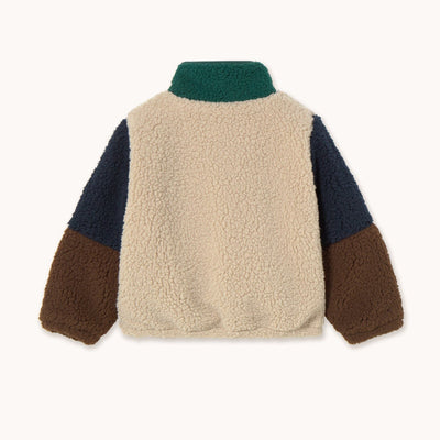Tiny Cottons Color Block Polar Sherpa Jacket Dark Green