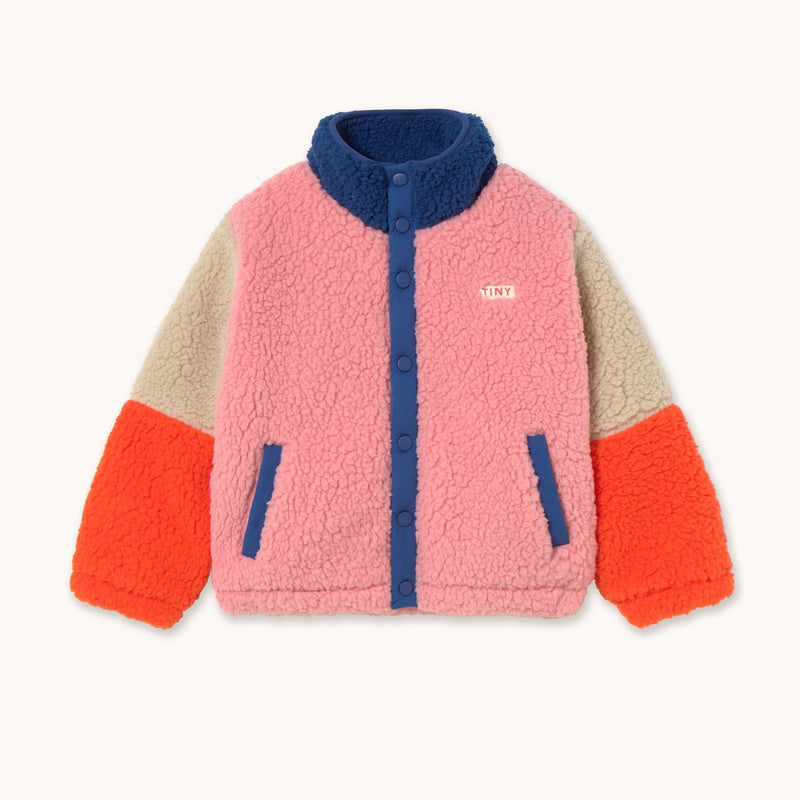 Tiny Cottons Color Block Polar Sherpa Jacket Summer Red