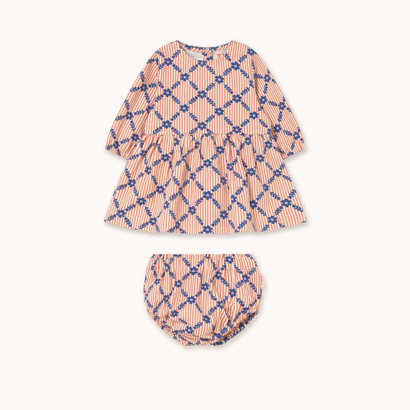Tiny Cottons Flower Grid Baby Set Light Cream