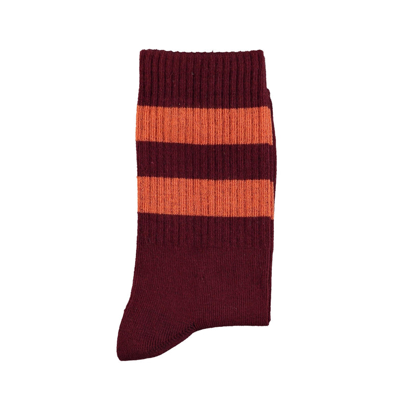Piupiuchick Socks Bordeaux With Orange Stripes