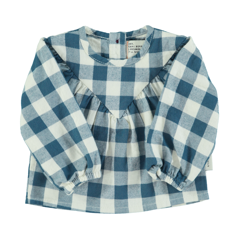 Piupiuchick Baby Blouse Blue & White Checkered