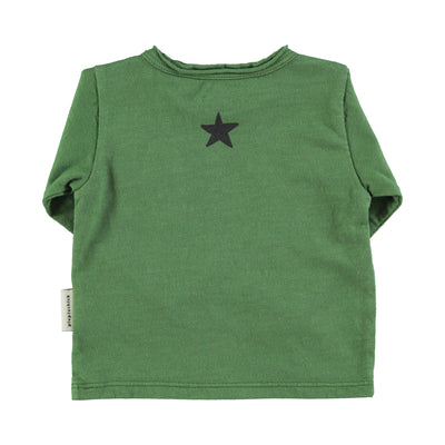 Piupiuchick Baby Longsleeve T'shirt Dark Green With "groupie" Print