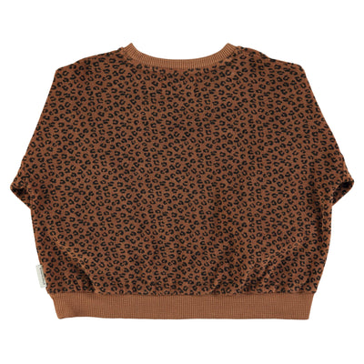 Piupiuchick Baby Terry Cotton Sweatshirt Brown With Animal Print