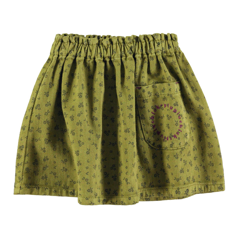 Piupiuchick Short Skirt Khaki With Black Flowers