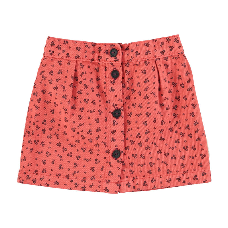 Piupiuchick Short Skirt Raspberry With Black Flowers