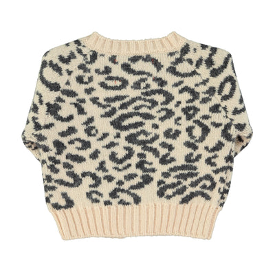 Piupiuchick Baby Knitted cardigan Light Pink With Black Animal Print