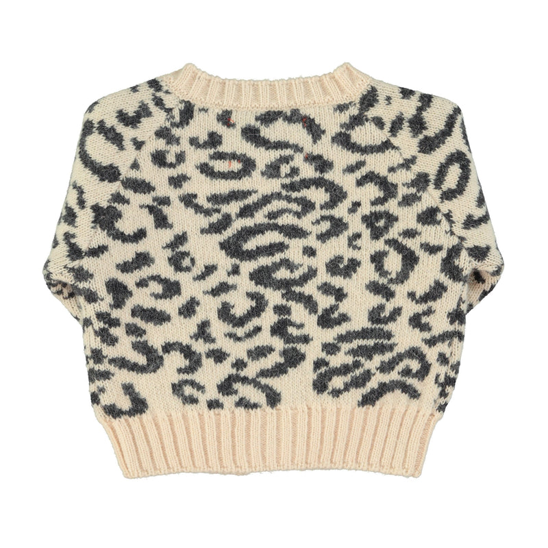 Piupiuchick Baby Knitted cardigan Light Pink With Black Animal Print