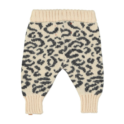 Piupiuchick Baby Knitted Leggings Light Pink With Black Animal Print
