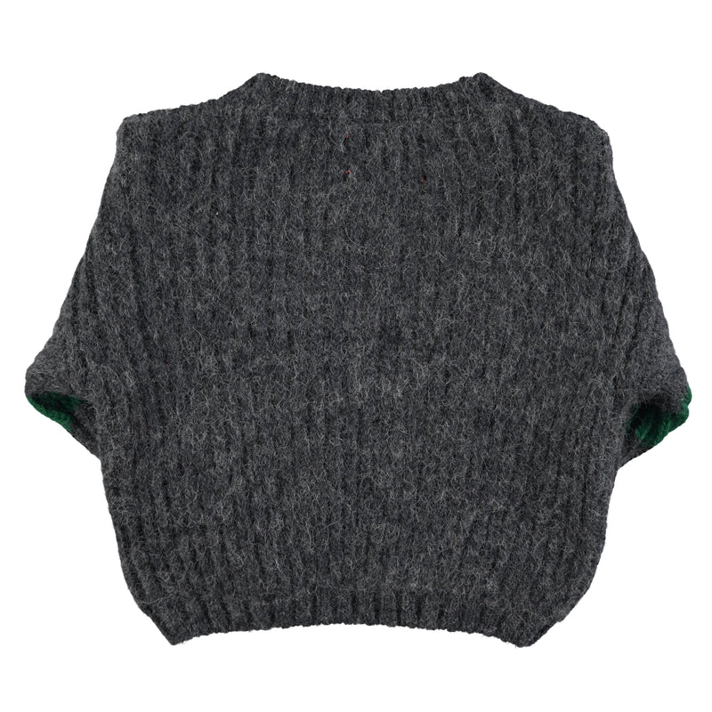 Piupiuchick Knitted Sweater Grey & Green Stripes