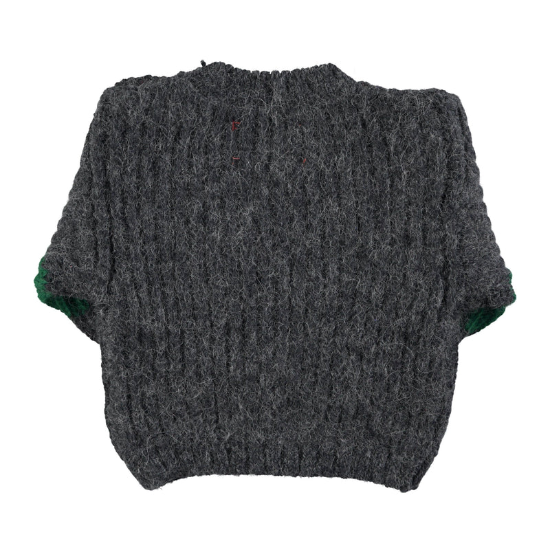 Piupiuchick Baby Knitted Sweater Grey & Green Stripes