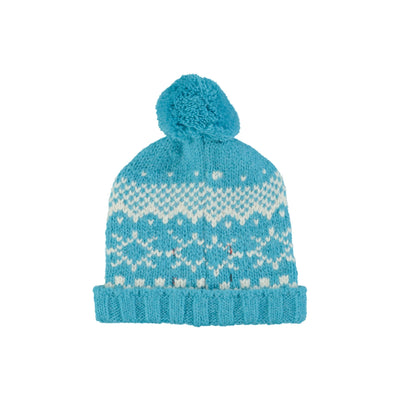 Piupiuchick Baby Jacquard Knitted Hat With Pompon Turquoise