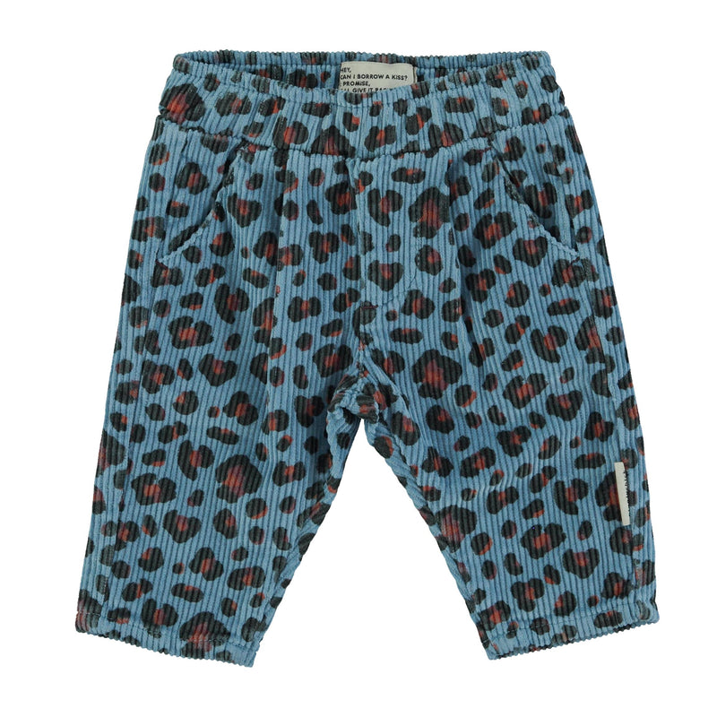 Piupiuchick Baby Unisex Trousers Blue With Animal Print