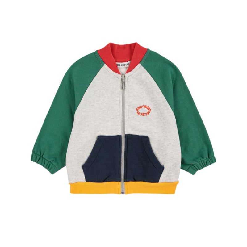 Bobo Choses Baby Tic Tac Toe Color Block Zipped Sweatshirt Red