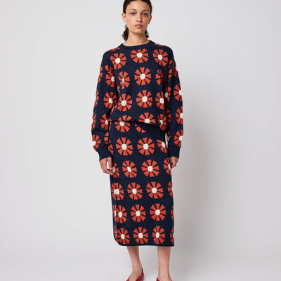 Bobo Choses ADULT Flower Jacquard Midi Knitted Skirt