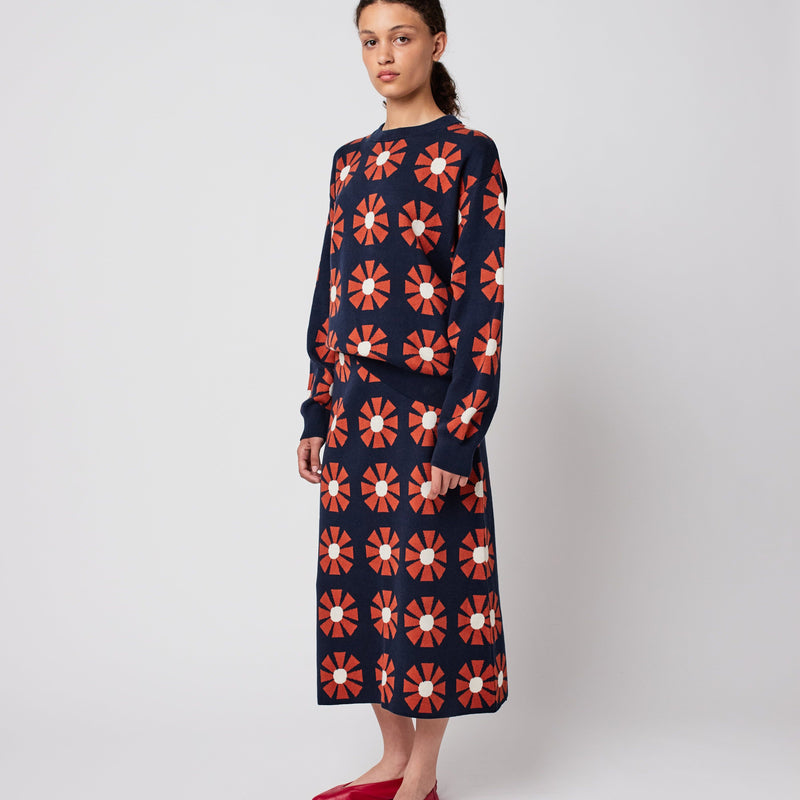 Bobo Choses ADULT Flower Jacquard Midi Knitted Skirt