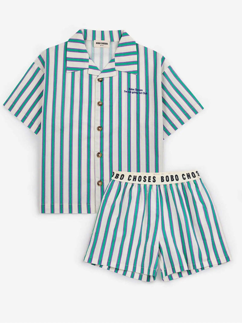 Bobo Choses Green Stripes Loungewear Woven Set