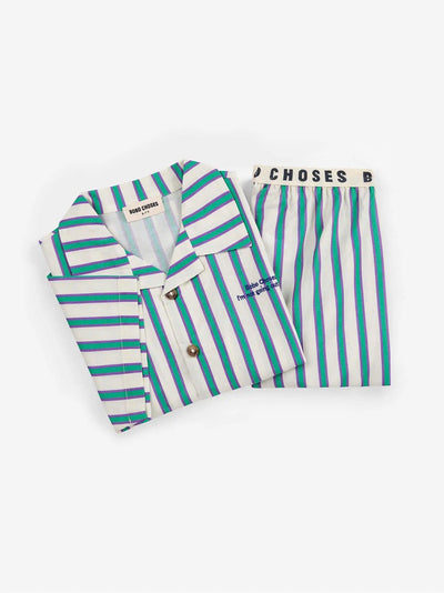 Bobo Choses Green Stripes Loungewear Woven Set